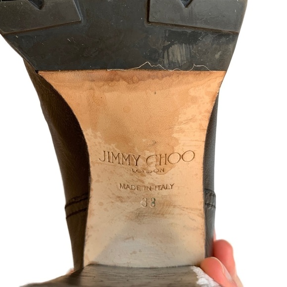 Jimmy Choo Dart Biker Black Leather Moto Combat Mid-Calf Buckle Bootie - Picture 12 of 16